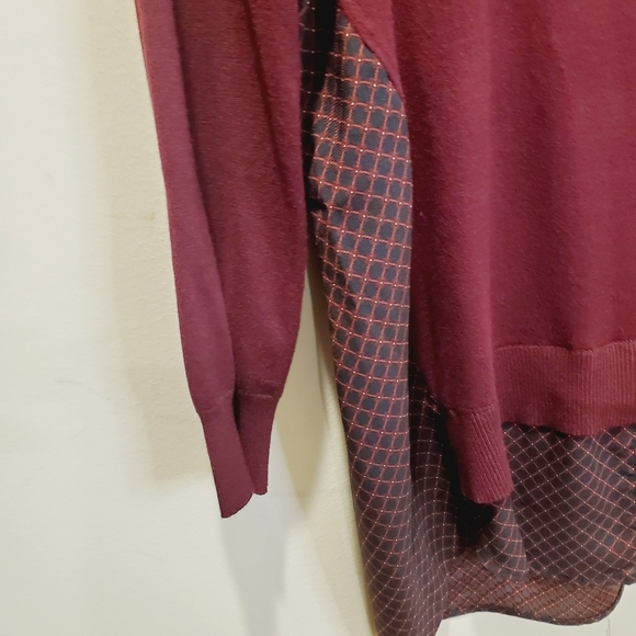 BLL New York red wine long sleeve blouse sweater size L - Picture 5 of 13